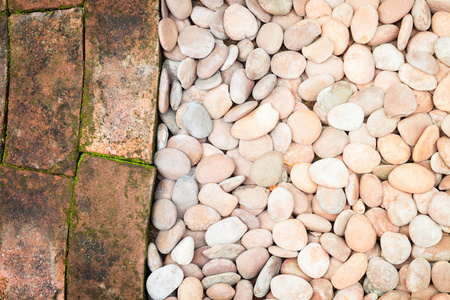 鹅卵石石头和砖块抽象背景图片