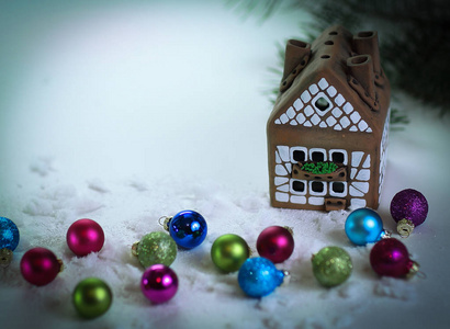姜饼房子和礼物, 在圣诞节背景