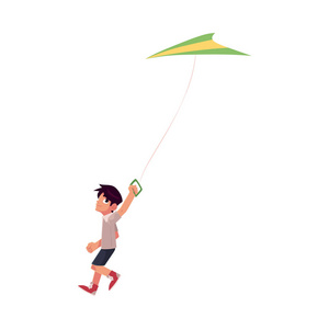 很少女与五彩风筝在天空中运行