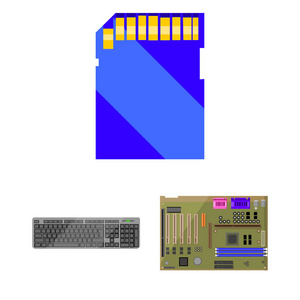 个人计算机卡通图标集合中的设计。设备和附件矢量符号股票 web 插图