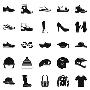 鞋的图标集，简单的样式