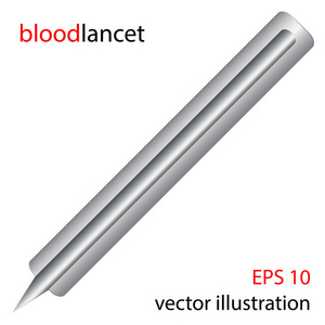 Bloodlancet。一次性的钢制医疗工具穿刺一根手指。血液测试。矢量