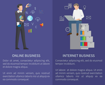 互联网商务海报集矢量插画