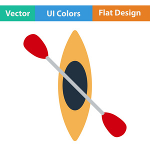 平面设计图标的独木舟和桨