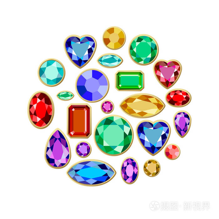 五颜六色的宝石.矢量图的宝石
