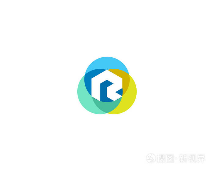 字母r 标志设计.彩色圆圈叠加图标标识