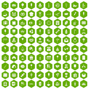 100糖果图标六角绿色