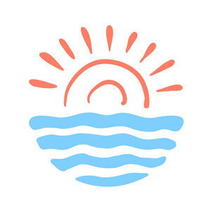 阳光和大海.旅游公司的矢量标志图照片