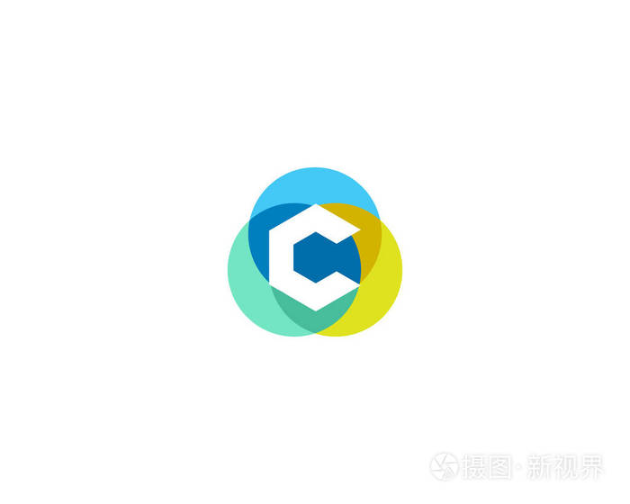 字母c 标志设计.彩色圆圈叠加图标标识插画-正版商用图片0qnic3-摄图