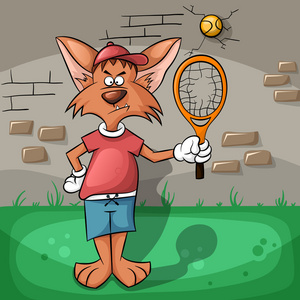 狼很努力打网球图片