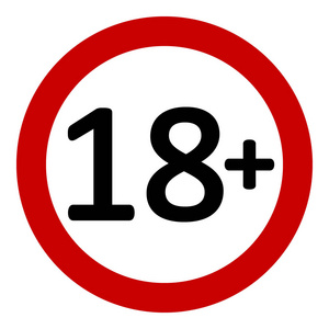 18年龄限制标志在白色背景.矢量插图照片