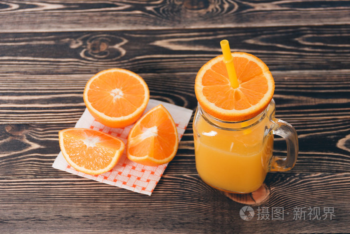 橙色,小叶,果汁.健康的生活方式的概念