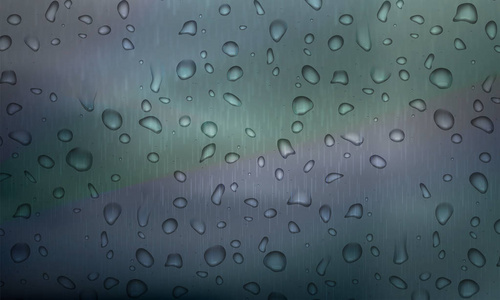 股票矢量插图雨水滴上的玻璃上孤立的现实背景。Eps10
