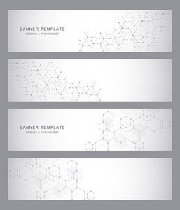 科技旗帜。分子和化学结构