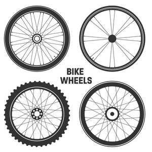 自行车车轮元件 向量。自行车的橡胶。山轮胎。阀门。Cycle.Mtb.登山健身