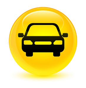 汽车图标玻黄色圆形按钮