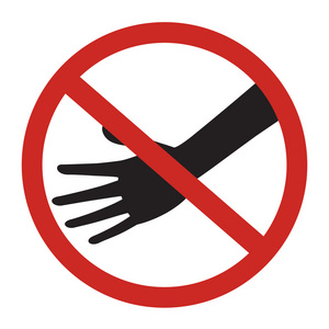 禁止圆圈不要接触用黑手隔离的标志