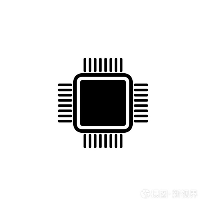 计算机处理器芯片.矢量图