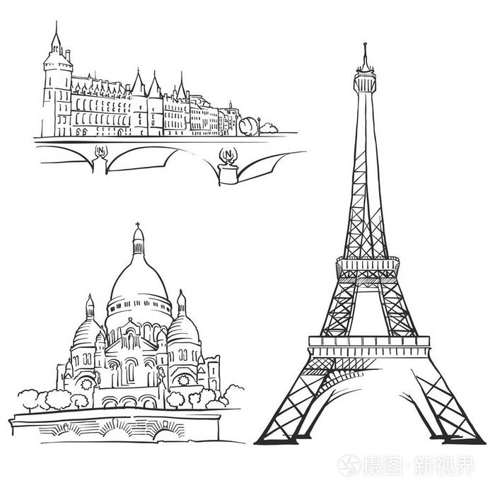 巴黎法国著名建筑物插画-正版商用图片0qnwjj-摄图新视界
