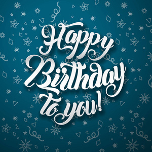 生日快乐给你刻字文字矢量插图.生日贺卡设计照片