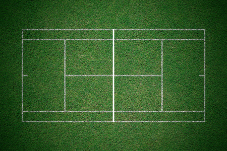 软焦点的网球球草地网球场良好的背景上运动图标设置.