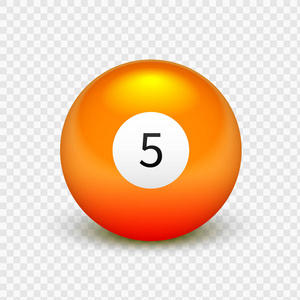 股票矢量插图黄色球在透明的背景下被隔离的台球.5号照片