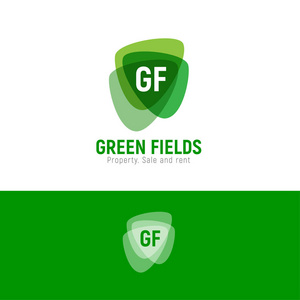绿色的田野属性标志。房地产会徽