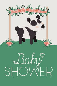 婴儿沐浴卡与可爱的熊熊猫