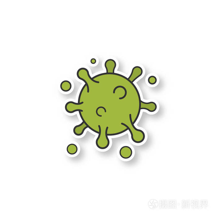 病毒微粒补丁.彩色贴纸.矢量隔离插图