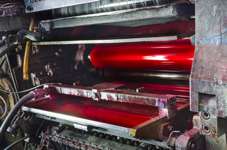 打印机印刷机的墨辊 红 magenda 彩色印筒 戏剧性的光