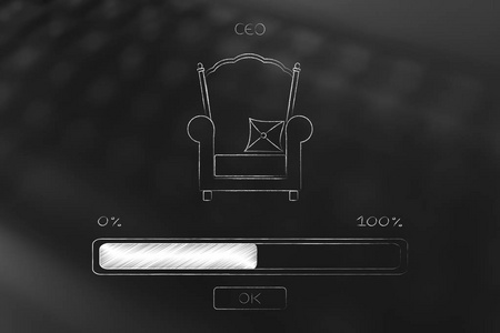执行和在线业务概念说明 Ceo 椅子与进度栏加载