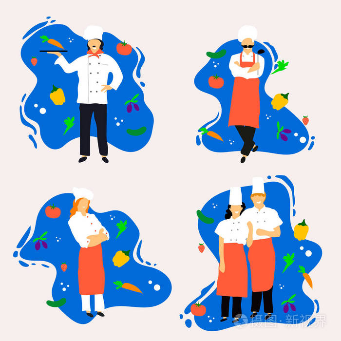 年轻的专业厨师.平面设计.矢量插图插画-正版商用图片0qortk-摄图
