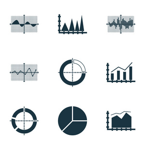 图形 图表和统计图标集。保费质量的符号集合。图标可以用于 Web 应用程序和用户界面设计