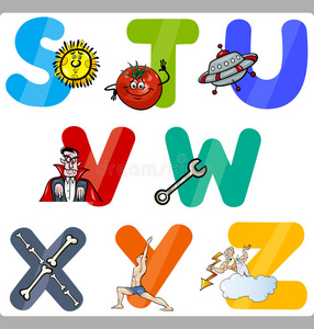儿童教育卡通字母 插画