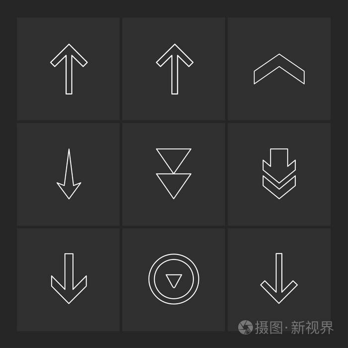 箭头方向指针创意图标集, 矢量设计平面收藏