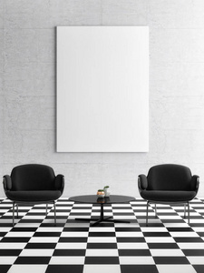 模拟出时髦屋子里的海报，黑色椅子