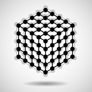 多维数据集的线和点,分子格的几何形状, 网络连接, 矢量图照片