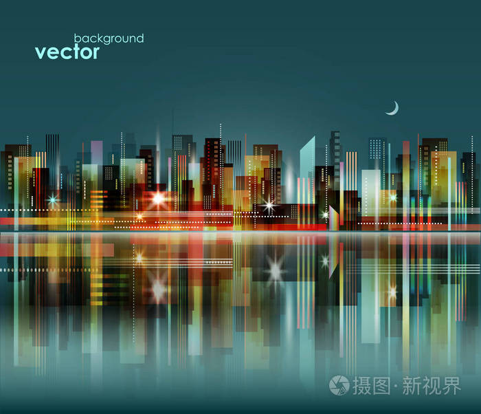 现代夜城市天际线 用反射在水面上插画 正版商用图片0qphxo 摄图新视界 现代夜城市天际线 用反射在水面上插画 正版商用图片0qphxo 摄图新视界