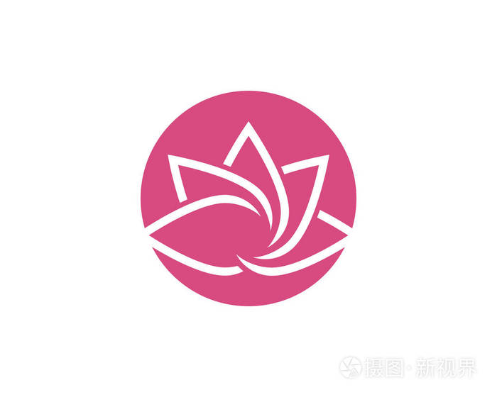 美矢量荷花设计徽标模板图标