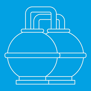 圆形油箱图标蓝色轮廓样式隔离矢量图。细线符号