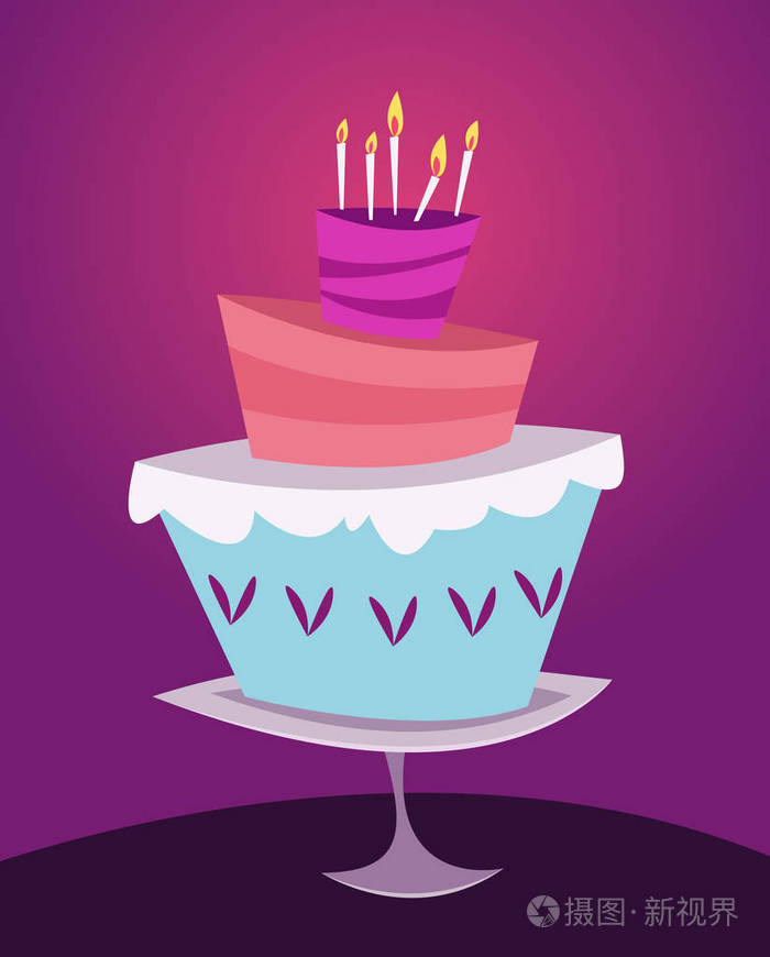 甜点蛋糕卡通风格.网络的矢量插图.生日快乐