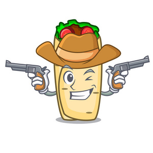 煎饼插画牛仔煎饼人物卡通风格矢量插画照片