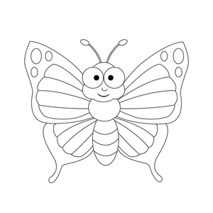 无色滑稽的卡通蝴蝶.矢量插图.着色照片