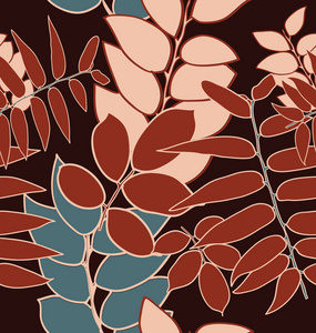 热带植物的格局, 丛林的叶子。矢量花纹图案