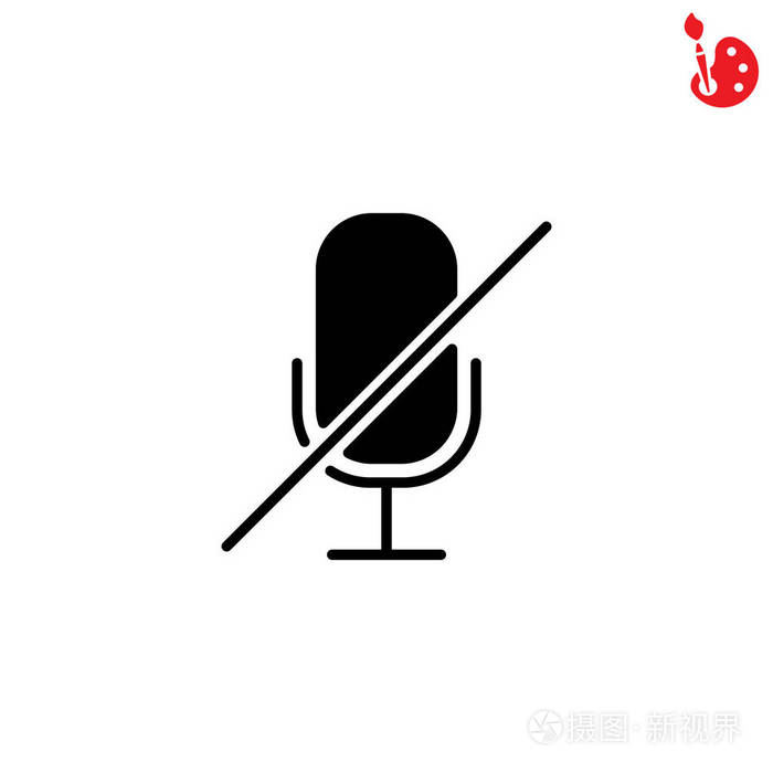 带有麦克风静音图标插画-正版商用图片0qpxmm-摄图新视界