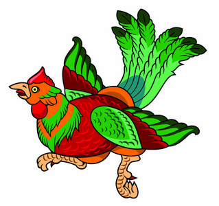 具有美丽尾巴的野鸡的风格肖像插画