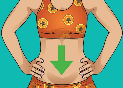 有很好的消化的女人.卡通矢量插画照片