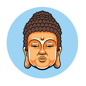 佛头.矢量平面卡通插画照片