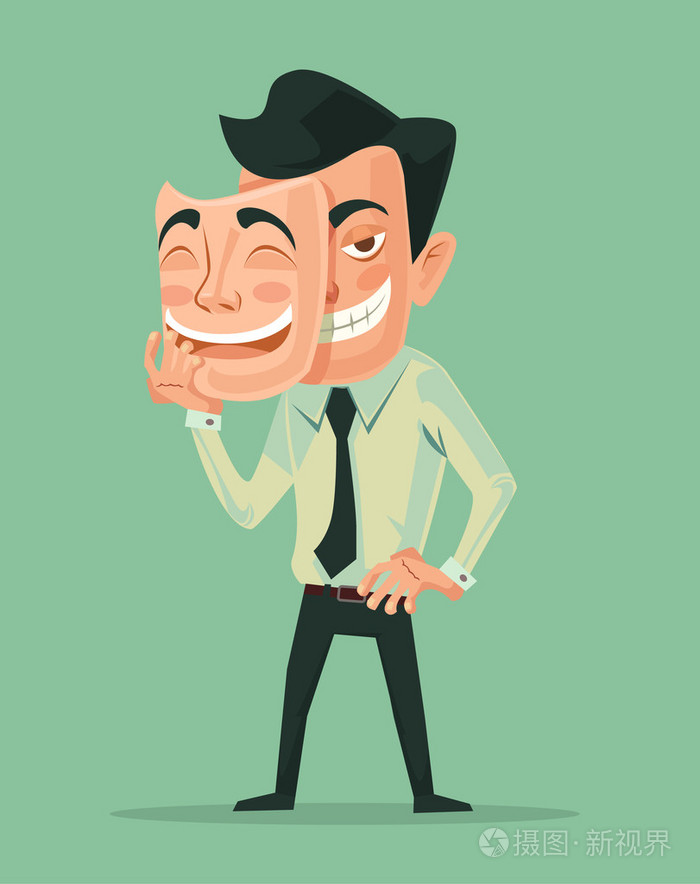 坏男人戴好口罩.vecctor 平卡通插图