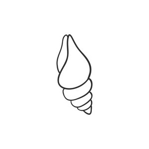 孤立在白色的贝壳。矢量图。海滩餐厅菜单卡 机票 品牌 徽标标签的概念。黑色和白色